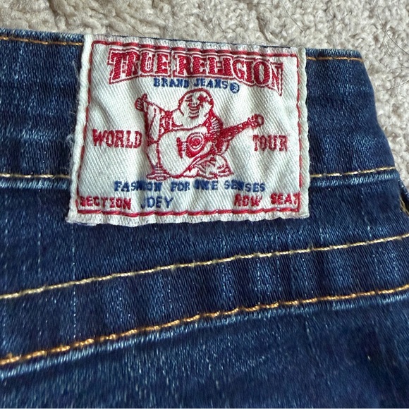 Womens True Religion Jeans size 27 Joey Low Rise Flare Y2K Blue Flap pockets - Picture 4 of 11